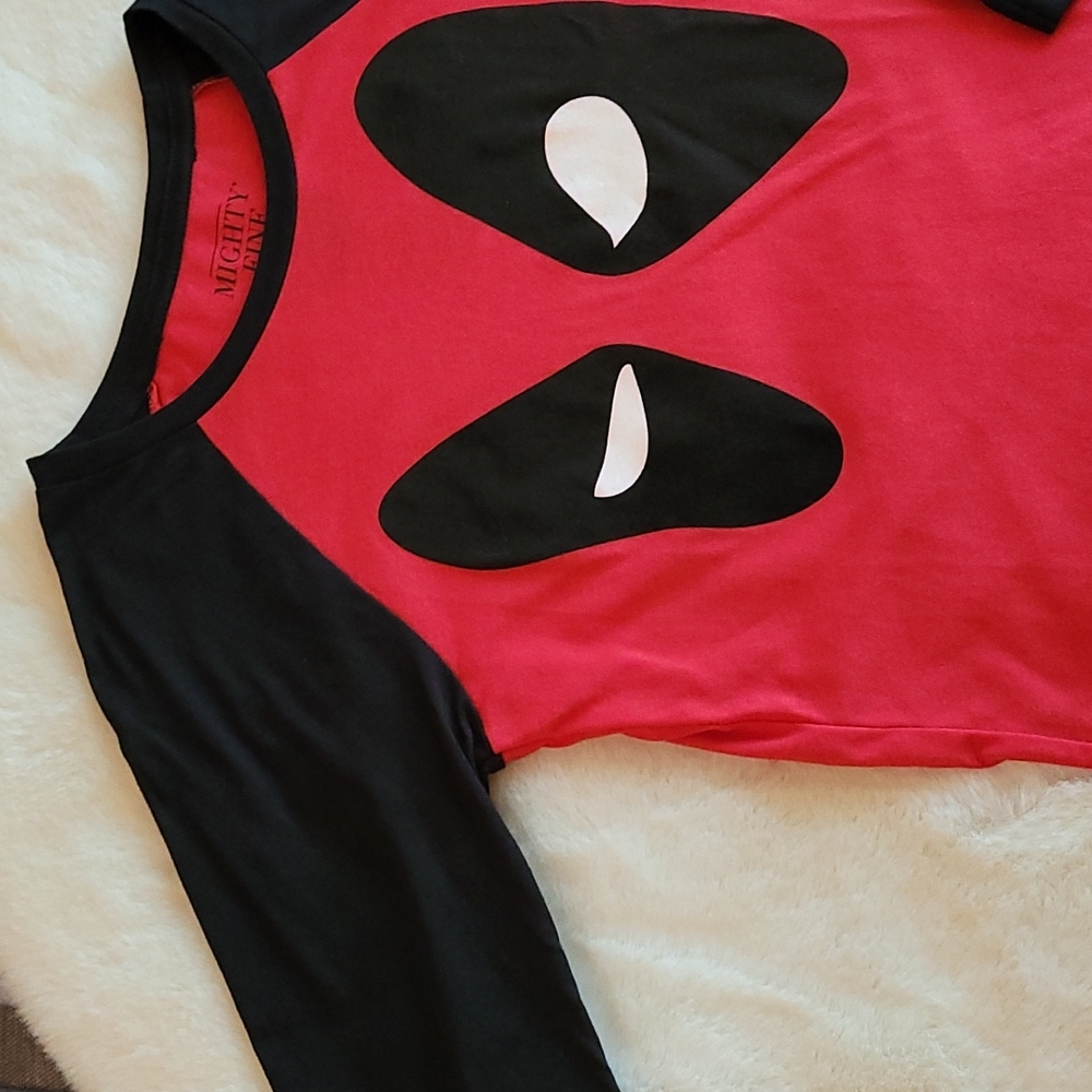 Marvel X Mighty Fine Red & Black Deadpool Character Raglan Shirt Small - Picture 3 of 9